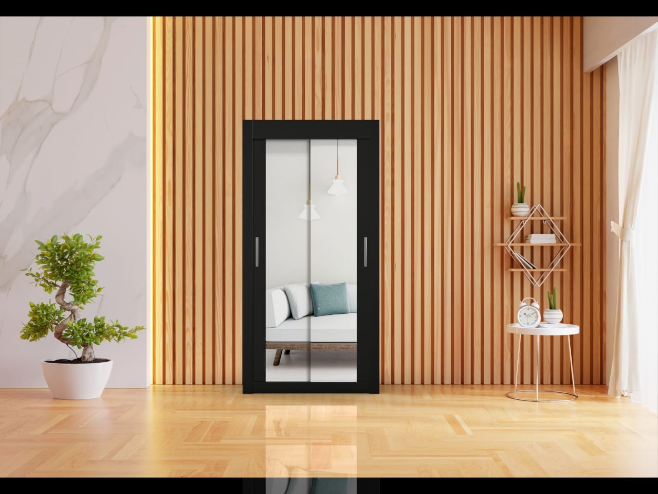 Milan 2 Door Wardrobe 100cm Wide – Perfect Bedroom Closet Organizer