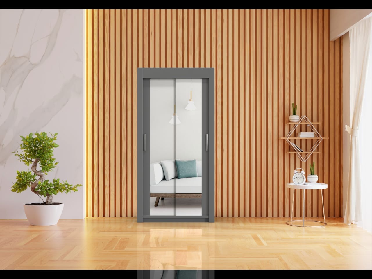 Milan 2 Door Wardrobe 100cm Wide – Perfect Bedroom Closet Organizer