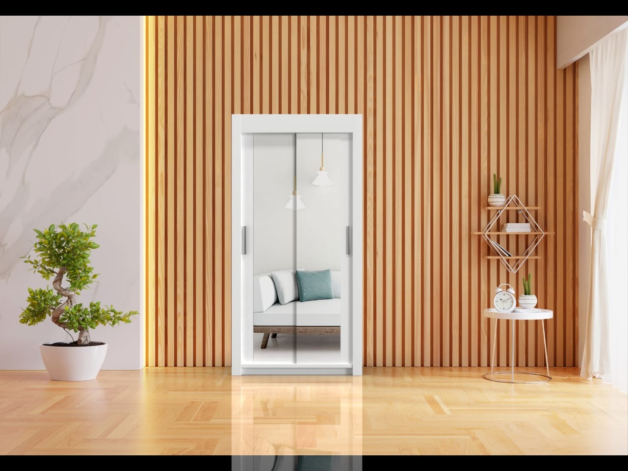 Milan 2 Door Wardrobe 100cm Wide – Perfect Bedroom Closet Organizer