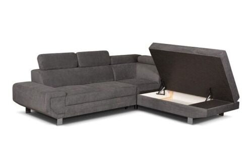ARTIC Grey Sofa Bed with Left/Right Corner and Three Adjustable Headrests