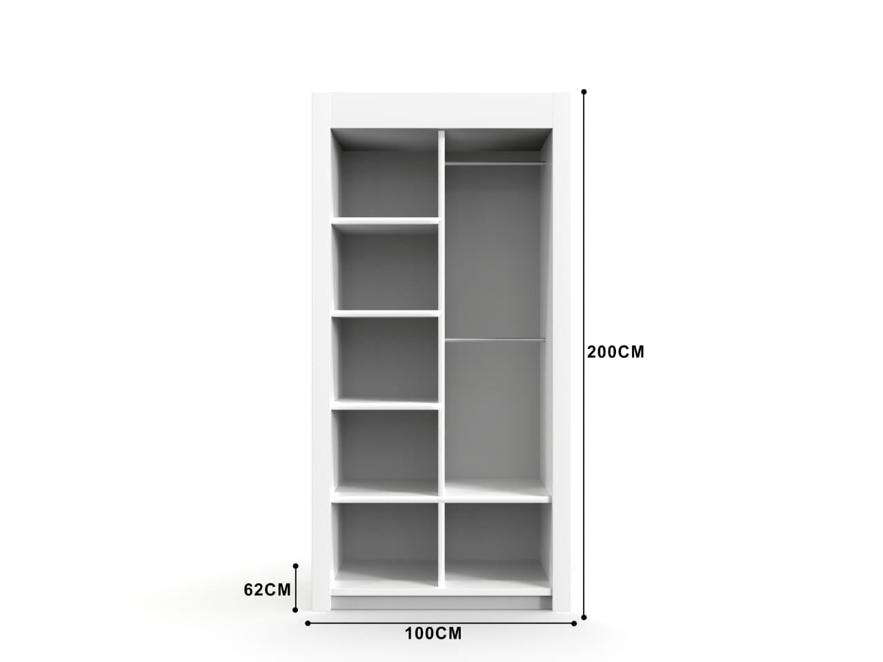Milan 2 Door Wardrobe 100cm Wide – Perfect Bedroom Closet Organizer