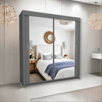 Milan Sliding Mirror Wardrobe 2 and 3 Doors Option, Full-Length Mirrors, Ample Hanging Space & Shelves